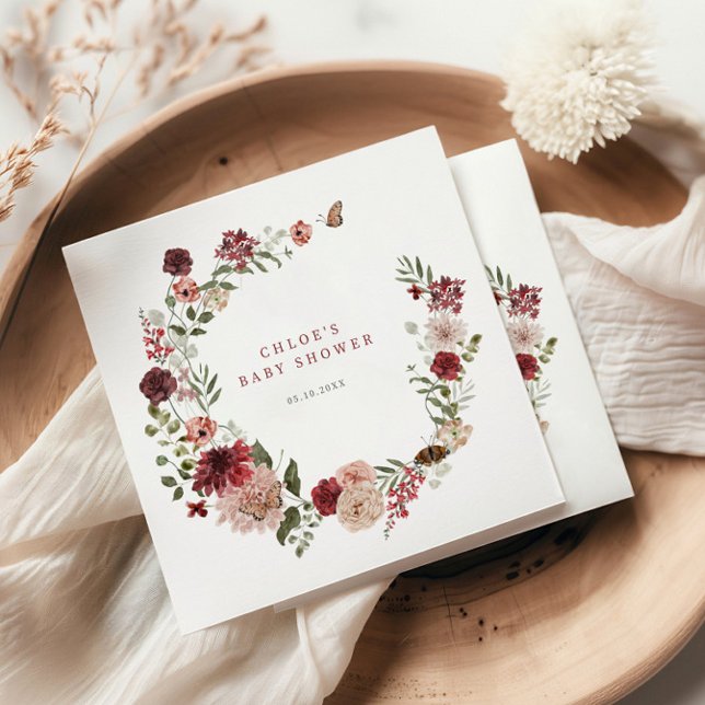 Delicate Fall Floral Wreath Baby Dusche Serviette (Von Creator hochgeladen)