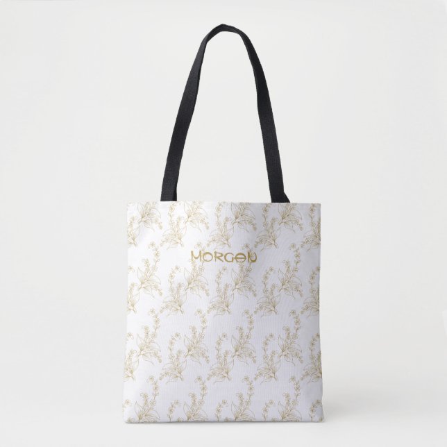 Delicate Floral Line Art Sac fourre-tout personnal (Devant)