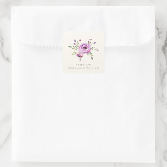 Delicate Floral Thank You Quadratischer Aufkleber (Tasche)