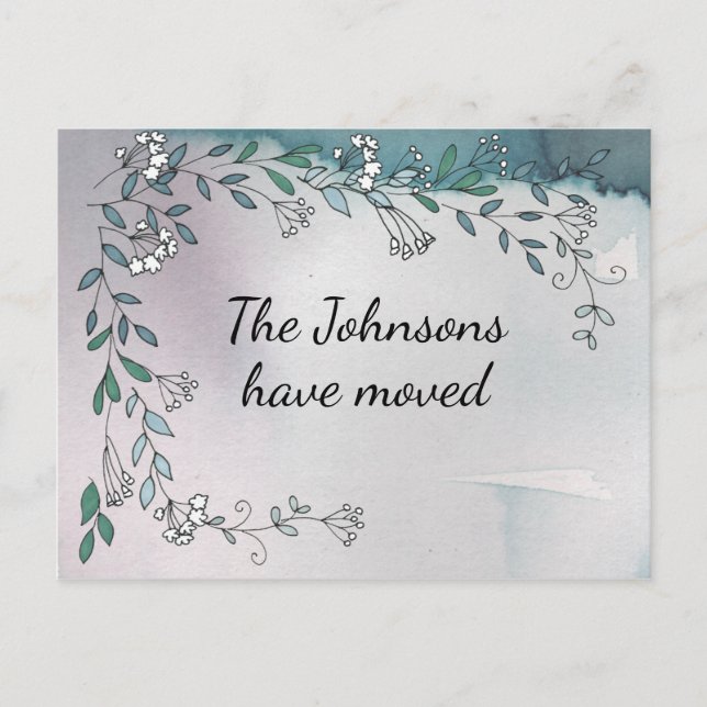 Delicate Floral Wreath Mauve neue Adresse Postkarte (Vorderseite)