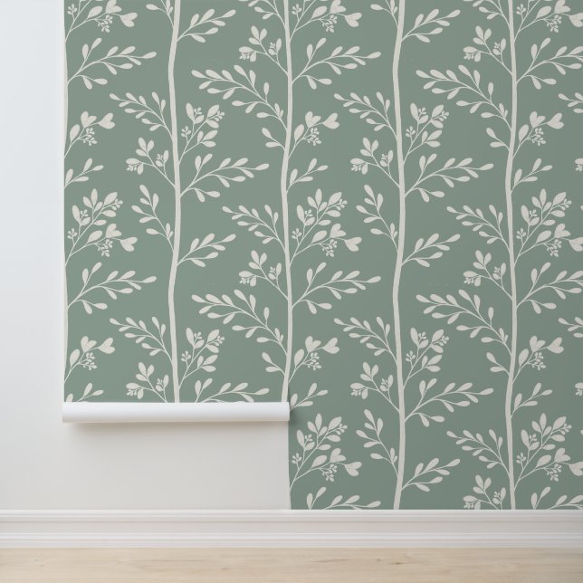 Delicate Flowers in Bloom XL soft beige silhouette Tapete (Anwendung)