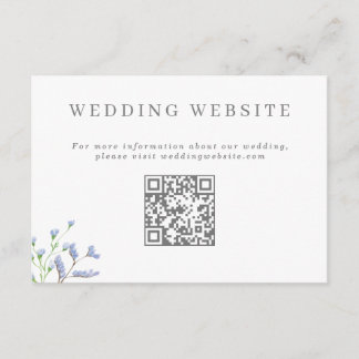 Delicate French Blue Wedding Website QR Code Enclo Begleitkarte