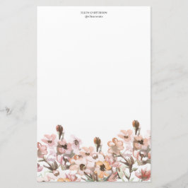 Delicate Garden Floral Monogram Stationery Paper Briefpapier