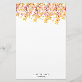 Delicate Garden Floral Monogram Stationery Paper Briefpapier