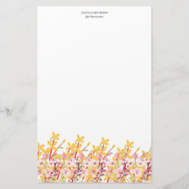 Delicate Garden Floral Monogram Stationery Paper Briefpapier