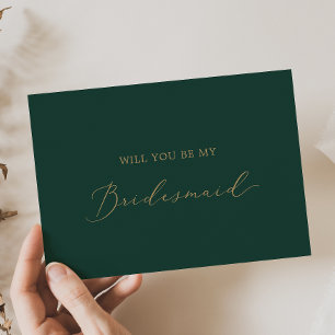 Delicate Gold and Green Bridesmaid Proposal Card Einladung