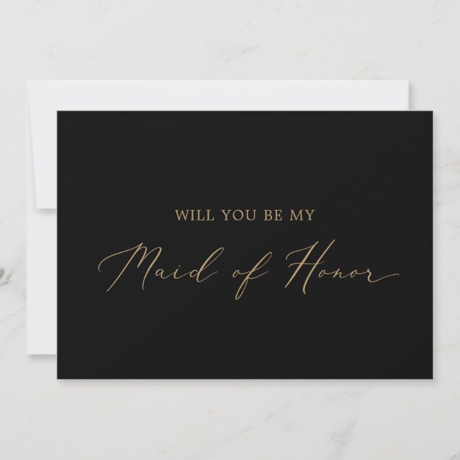 Delicate Gold Black Trauzeugin Vorschlag Card Einladung (Vorderseite)