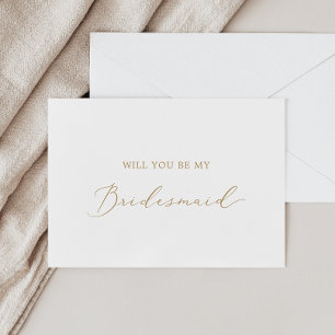 Delicate Gold Calligraphy Bridesmaid Vorschlag Car Einladung