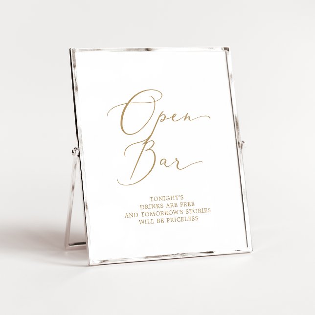 Delicate Gold Calligraphy Open Bar Sign Poster (Von Creator hochgeladen)
