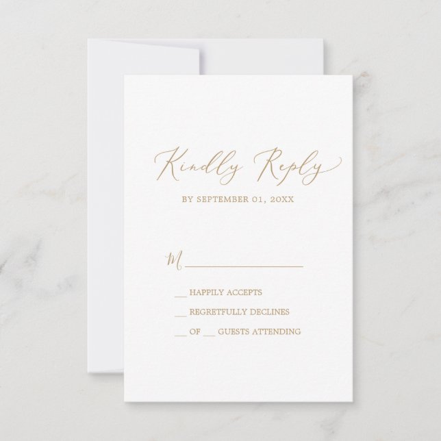 Delicate Gold Calligraphy Simple RSVP Card Karte (Vorderseite)