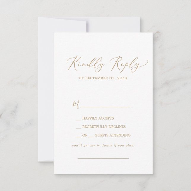 Delicate Gold Calligraphy Song Request RSVP Card Karte (Vorderseite)