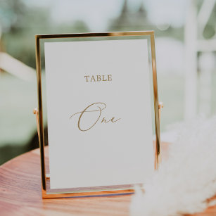 Delicate Gold Calligraphy Table One Tischnummer