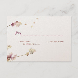 Delicate Gold Cherry Blossom Wedding RSVP