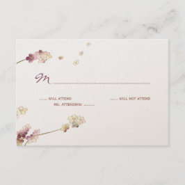 Delicate Gold Cherry Blossom Wedding RSVP Karte