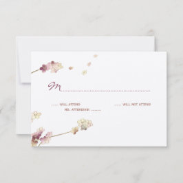 Delicate Gold Cherry Blossom Wedding RSVP Karte