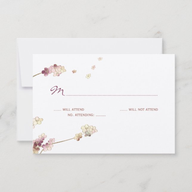 Delicate Gold Cherry Blossom Wedding RSVP Karte (Vorderseite)
