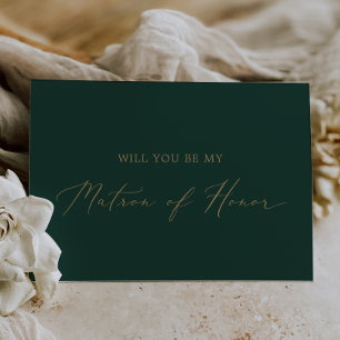 Delicate Gold Green Matron of Honor Vorschlag Card Einladung