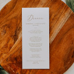Delicate Gold Wedding Dinner Menü Menükarte<br><div class="desc">Diese delikate vergoldete Dinner-Karte eignet sich perfekt für eine moderne Hochzeit. Das romantische minimalistische Design besticht durch eine hübsche und elegante Champagner-goldgelbe Typografie auf weißem Hintergrund mit einem klaren und schlichten Look. Diese Speisekarte kann für Hochzeitsfeiern,  Proben oder jede Veranstaltung verwendet werden.</div>