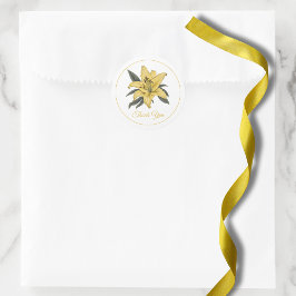 Delicate Golden Lily Vielen Dank Runder Aufkleber