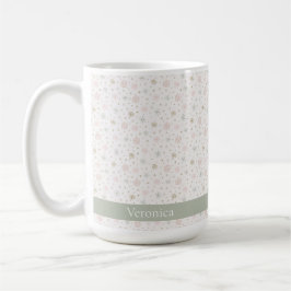 Delicate Gray Snowflake Muster Weihnachtsname Kaffeetasse