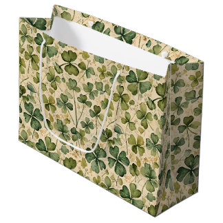 Delicate Green Shamrocks Seamless Große Geschenktüte
