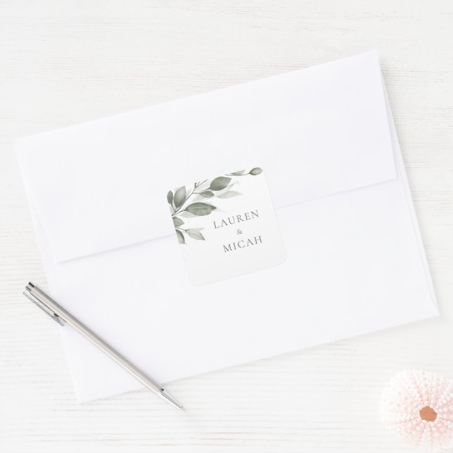 Delicate Greenery Wedding Sticker (Umschlag)