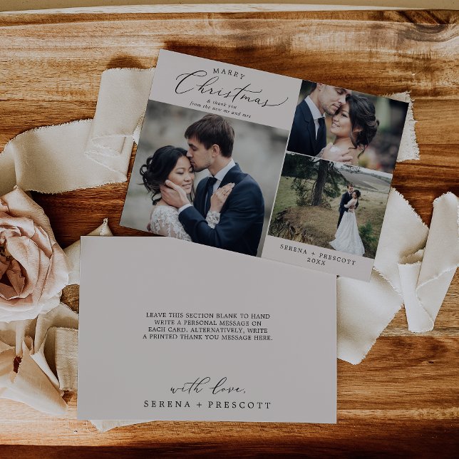 Delicate Greige Marry Christmas Dankeschön Feiertagskarte (Von Creator hochgeladen)