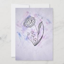 Delicate Hand-Drawn Flower with Hearts  Feiertagskarte