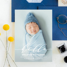 Delicate Hello Modern Baby Birth Ankündigung