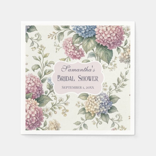 Delicate Hydrangea Flowers Bridal Shower Serviette (Vorderseite)