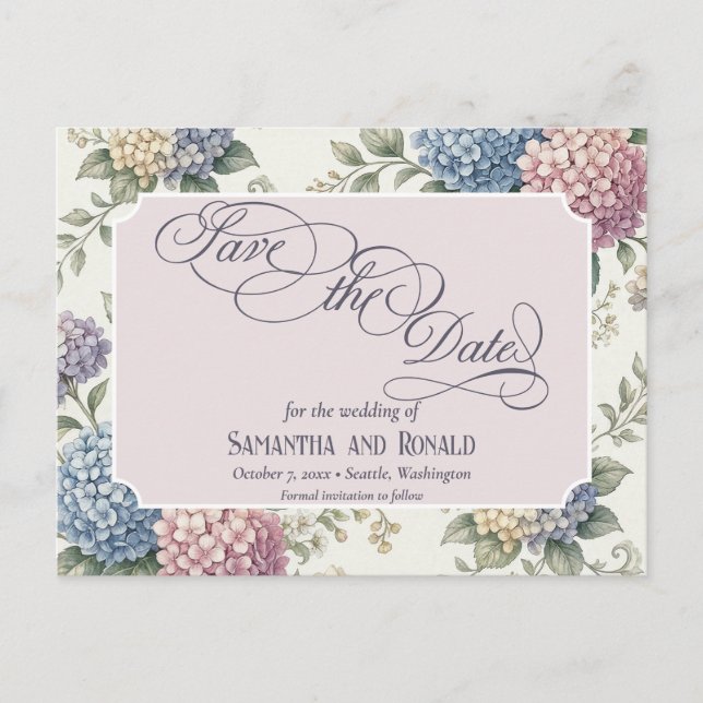 Delicate Hydrangea Flowers Wedding Ankündigungspostkarte (Vorderseite)