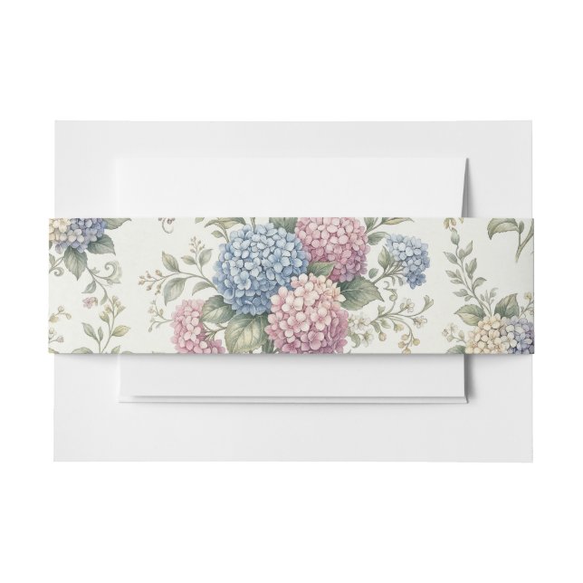 Delicate Hydrangea Flowers Wedding  Einladungsbanderole (Vorderseite Beispiel)