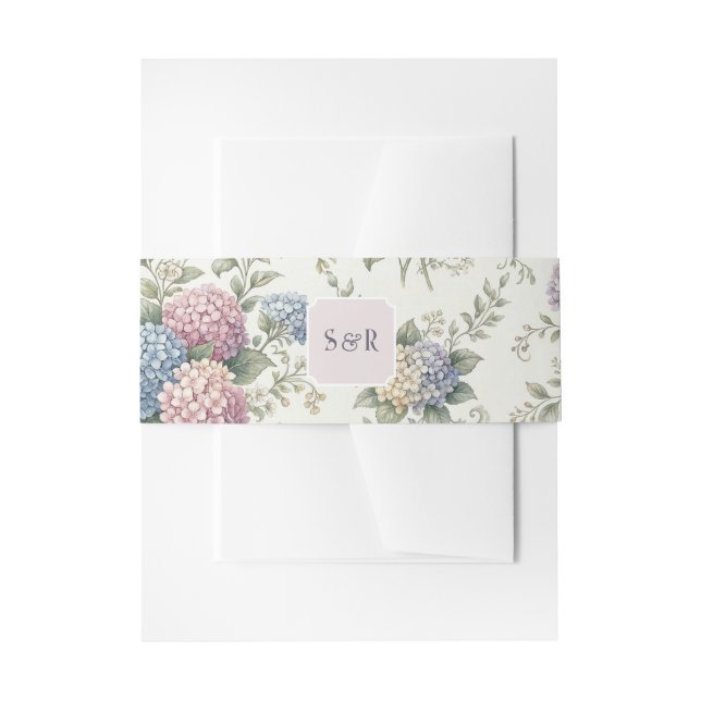 Delicate Hydrangea Flowers Wedding Einladungsbanderole (Vorderseite Beispiel)