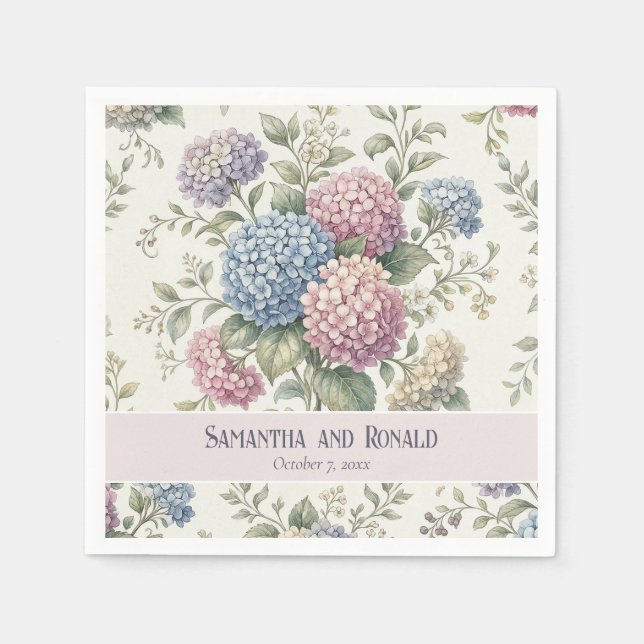 Delicate Hydrangea Flowers Wedding Serviette (Vorderseite)