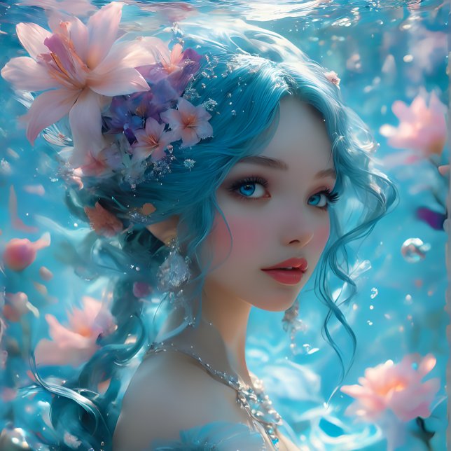 Delicate Icy Blue Mermaid Schnitt Paper v1 Seidenpapier (Von Creator hochgeladen)