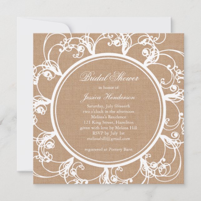 Délicate invitation à la douche nuptiale florale s (Devant)