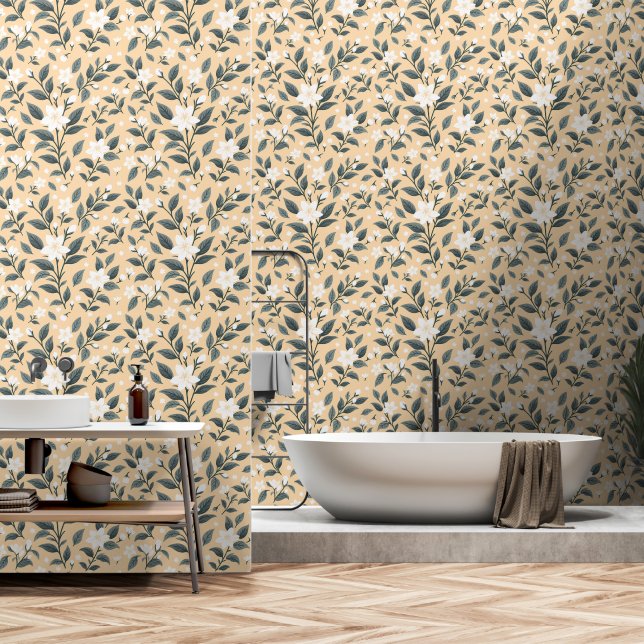 Delicate Jasmine Floral Pattern Tapete (Badezimmer)