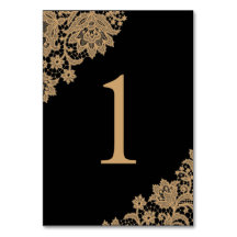 Delicate Lace Black and Gold Script Wedding