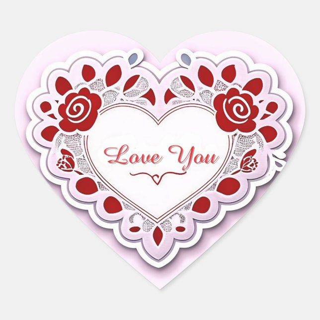 Delicate Lace Heart Card Herz-Aufkleber (Vorderseite)