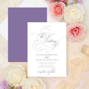Delicate Lilac Lavender Modern Calligraphy Classic Einladung