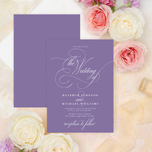 Delicate Lilac Lavender Modern Calligraphy Classic Einladung