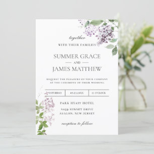 Delicate Lilac Lila Blumengrün Wedding Invi Einladung