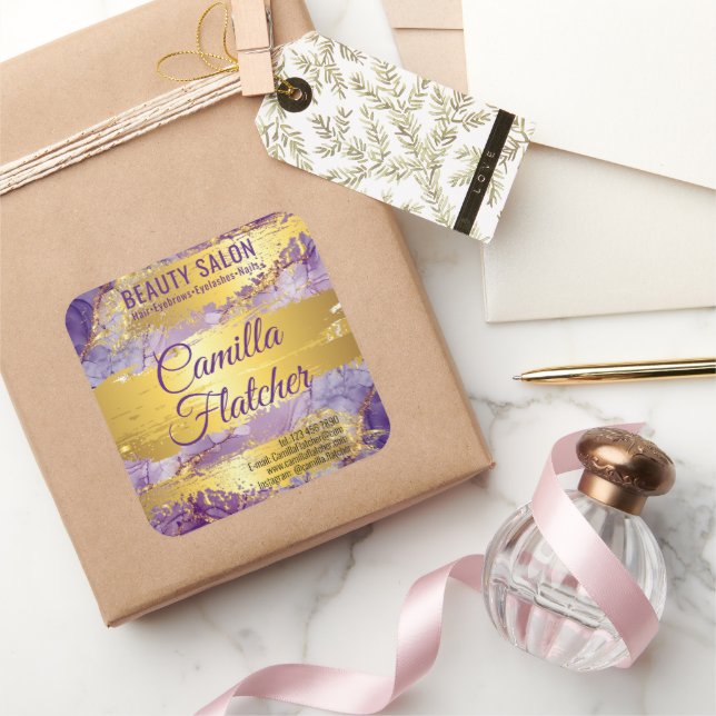 Delicate Lilac Watercolor Quadratischer Aufkleber (Schenken)