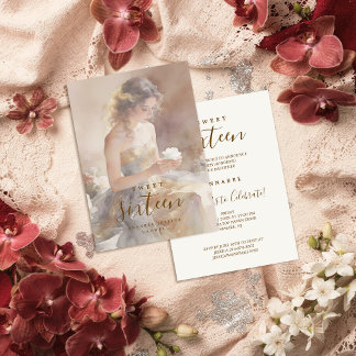 Delicate & Lovely Floral Sweet Sixteen Birthday  Einladung