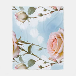 Delicate Pastel Colored Roses On A Gradient Sky Fleecedecke