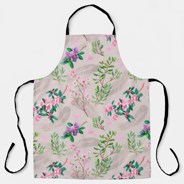 Delicate pattern with rhododendron flowers and fea schürze (Vorderseite)