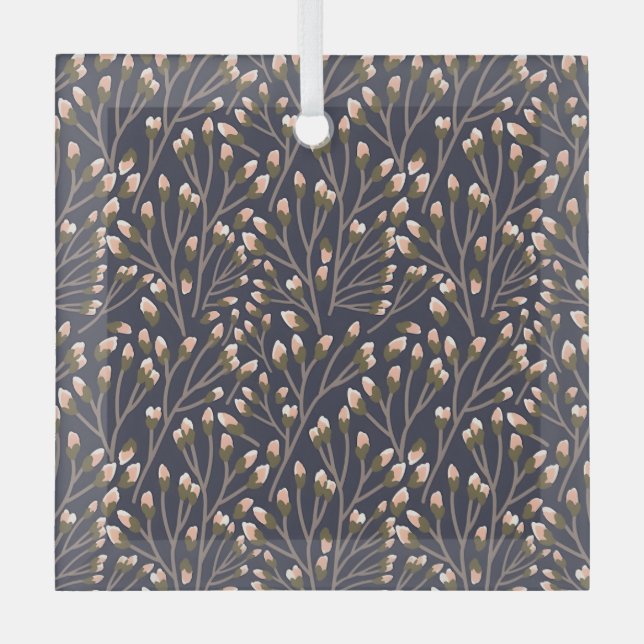Delicate Pink Buds on Brown Branches Ornament Aus Glas (Vorderseite)
