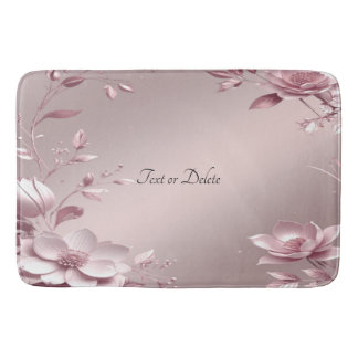 Delicate Pink Floral Bath Mat Badematte