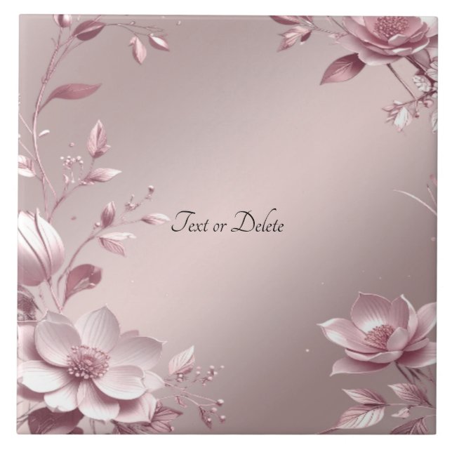 Delicate Pink Floral Ceramic Tile Fliese (Vorderseite)