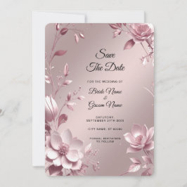 Delicate Pink Floral Frame Save The Date